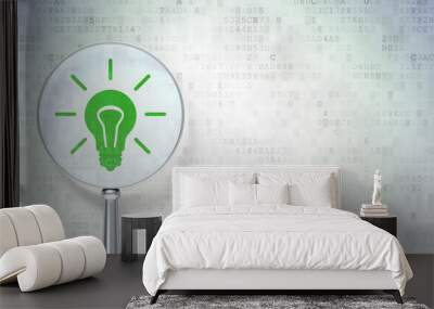 Finance concept:  Light Bulb with optical glass on digital backg Wall mural