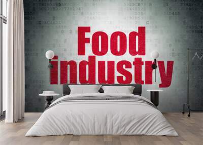 Industry concept: Painted red word Food Industry on Digital Data Paper background Wall mural