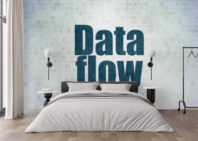 Information concept: Painted blue word Data Flow on Digital Data Paper background Wall mural