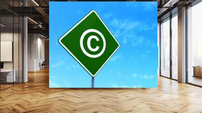 law concept: copyright on road sign background Wall mural