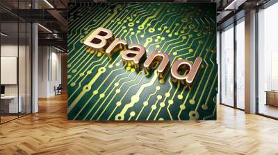 marketing concept: brand on circuit board background Wall mural