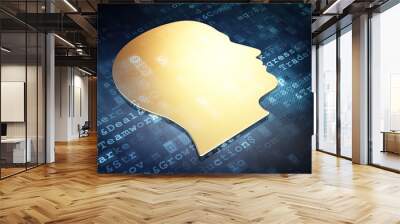 marketing concept: golden head on digital background Wall mural