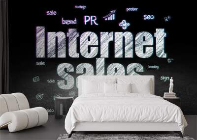 Marketing concept: Internet Sales in grunge dark room Wall mural