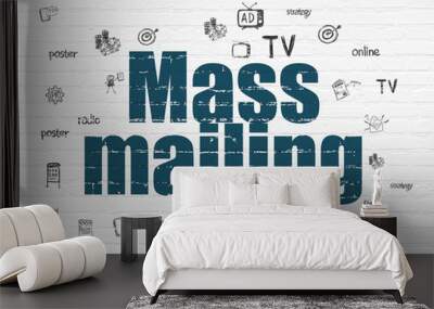 Marketing concept: Mass Mailing on wall background Wall mural