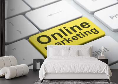 marketing concept: online marketing on computer keyboard background Wall mural