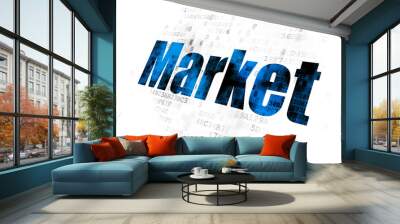 Marketing concept: Pixelated blue text Market on Digital background Wall mural