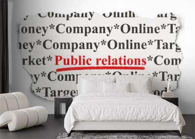 marketing concept: public relations on paper background Wall mural