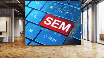 Marketing concept: SEM on computer keyboard background Wall mural