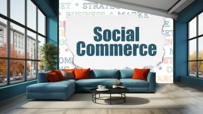 Marketing concept: Social Commerce on Torn Paper background Wall mural