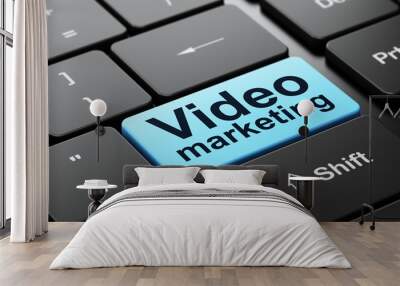 Marketing concept: Video Marketing on computer keyboard background Wall mural