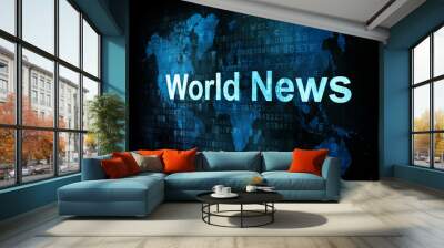 News and press concept: pixelated words World News on digital sc Wall mural