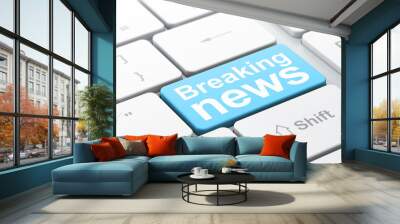 News concept: Breaking News on computer keyboard background Wall mural