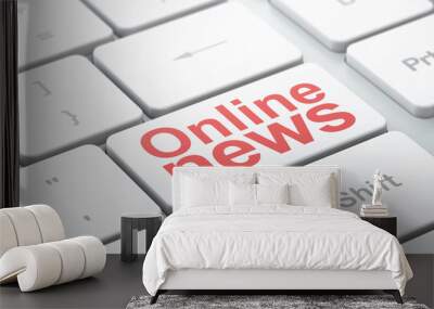 News concept: computer keyboard with word Online News, selected focus on enter button background, 3D rendering Wall mural