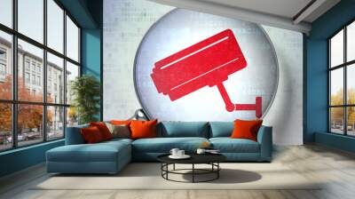 safety concept: cctv camera with optical glass on digital backg Wall mural