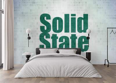 Science concept: Painted green word Solid State on Digital Data Paper background Wall mural