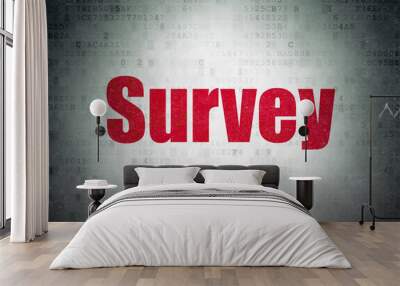 Science concept: Painted red word Survey on Digital Data Paper background Wall mural