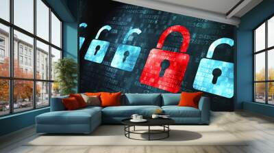 Security concept: Locks on digital background Wall mural