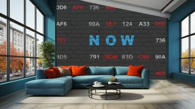 Time concept: Now on wall background Wall mural