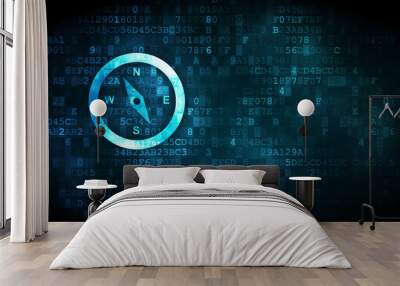 Tourism concept: Compass on digital background Wall mural