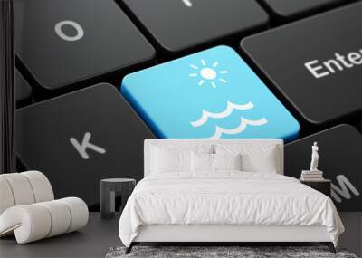 Travel concept: Beach on computer keyboard background Wall mural