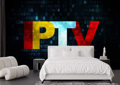 Web design concept: IPTV on Digital background Wall mural