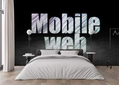 Web design concept: Mobile Web in grunge dark room Wall mural