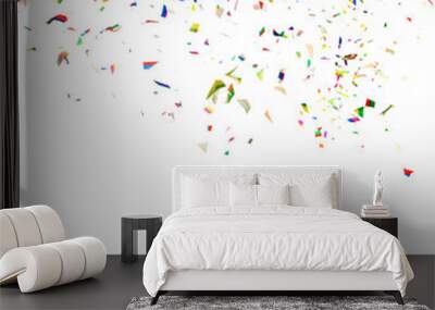 Colorful confetti on white background Wall mural