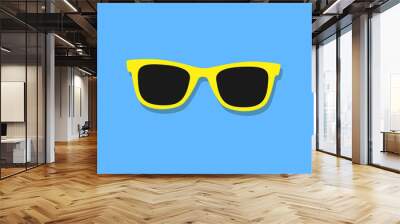 Vector Sunglasses Icon. Yellow sunglasses on blue background Wall mural