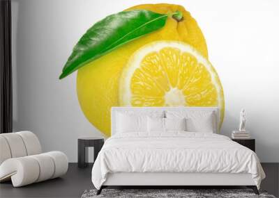 Lemons on an isolated white background. Wall mural