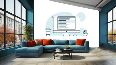 seo optimization concept. website promotion. vector illustration in line art style Wall mural