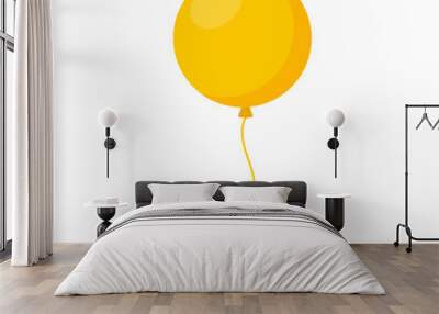 Yellow balloon in cartoon flat style isolated on white background. Vector icon Wall mural