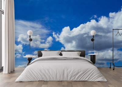 Magnificent cumulus clouds high in blue sky Wall mural