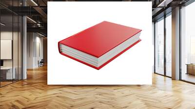 Red lying book, perspective view. Closed insulated notebook with hard cover Wall mural