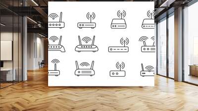 Router icon. Router related signal line icon isolated, wifi router. Wall mural