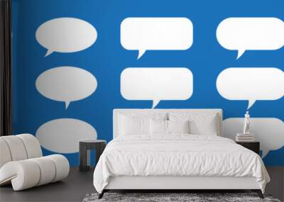 Set of speech bubbles. Speak bubble text, cartoon chatting box, message box. Blank empty speech bubbles. Wall mural