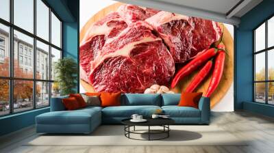 raw beef meat with chili pepper Wall mural