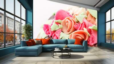 tasty cake with roses Wall mural