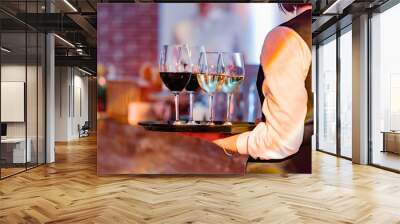 waiter with drinks Wall mural