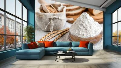 wheat and flour on the table Wall mural