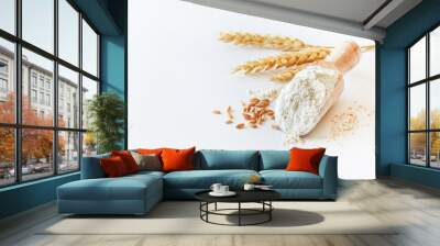 wholemeal flour in wooden spoon Wall mural