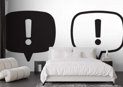 Speech bubbles with exclamation mark, report icon, warning icon. Hazard warning, warn vector symbol. Wall mural