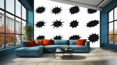 Splash star icon set in flat style. Set of explosion background for a surprising and shocking moment with sample texts. Wall mural