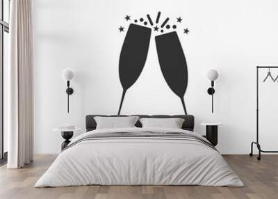 Vector image of the champagne glasses icon. Wall mural