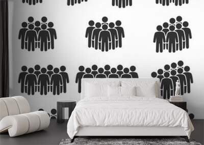 Vector image set of people group icons.Crowd signs. Wall mural