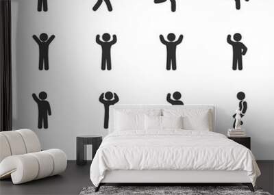 Vector image set of posture people icons. Wall mural