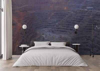 the horizons of a large iron ore quarry. heavy mining industry. open-pit mining of poor iron ores, t Wall mural