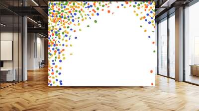 Abstract festive frame of many flying colorful confetti Wall mural