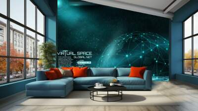 Network and data exchange over planet earth in space virtual space. Pexus sphere. Wall mural