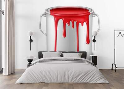 Open tin can with spilled red paint. Wall mural