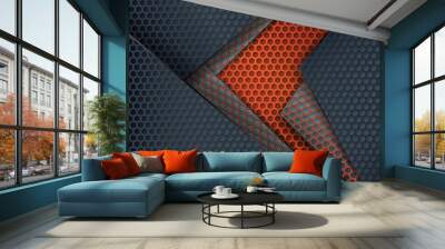 Overlapping carbon grid Wall mural